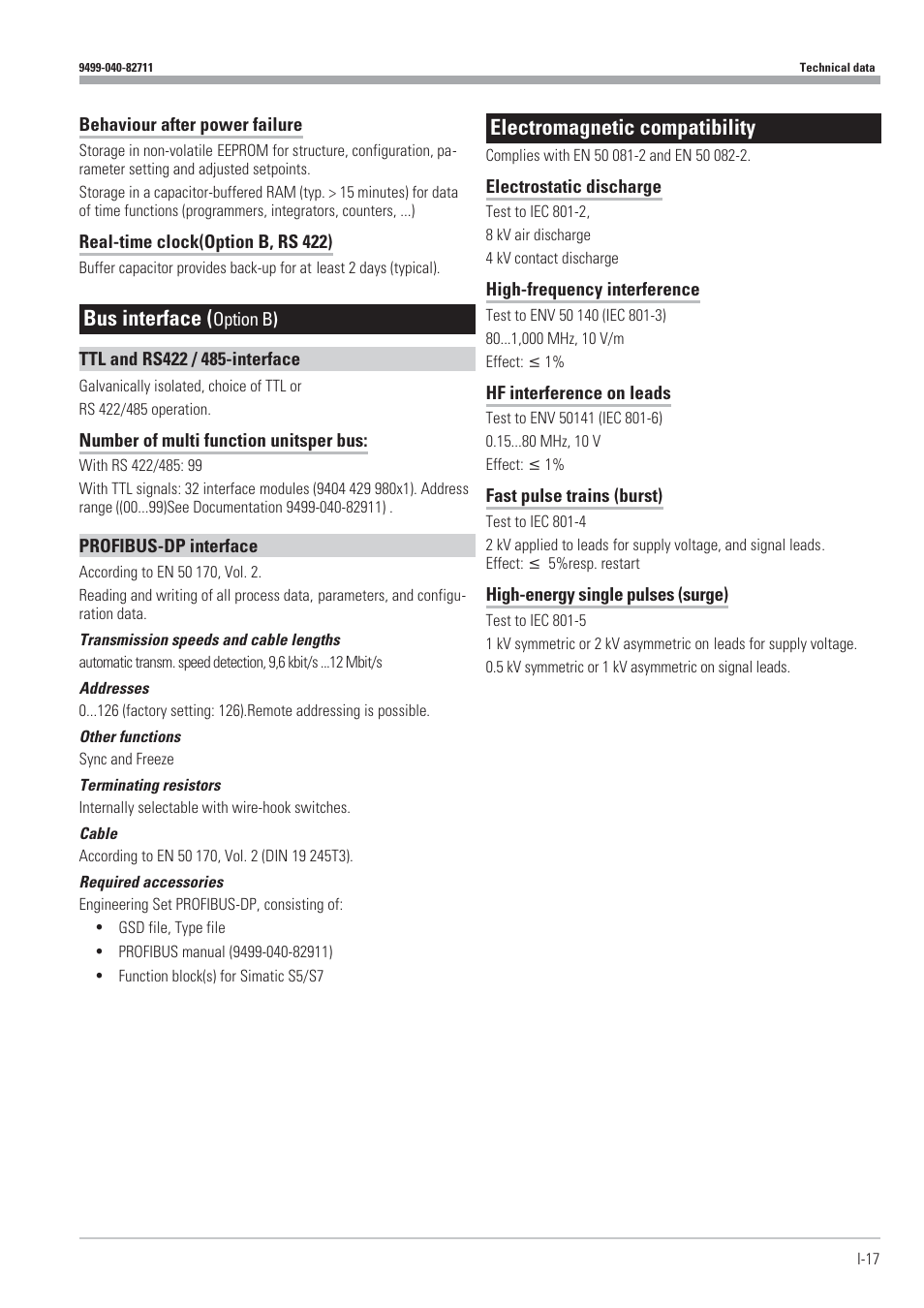 Bus interface, Electromagnetic compatibility | West Control Solutions KS98-1 User Manual | Page 17 / 320