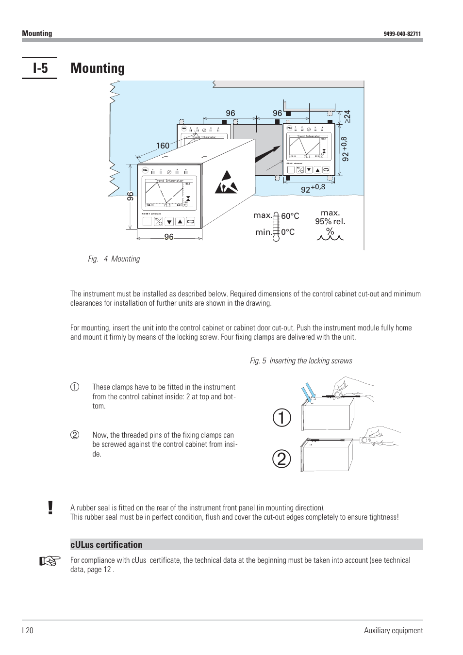 I-5 mounting 20, Mounting 20 - 22, I-5 mounting | Culus certification | West Control Solutions KS98-1 User Manual | Page 20 / 320