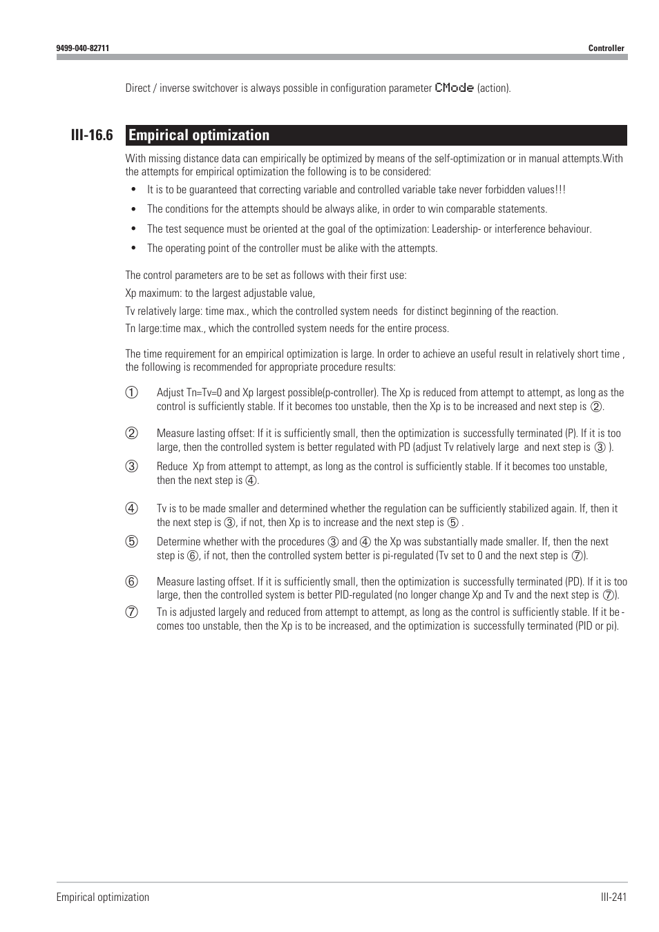 Iii-16.6 empirical optimization 241, Empirical optimization 241, Iii-16.6 empirical optimization | West Control Solutions KS98-1 User Manual | Page 241 / 320