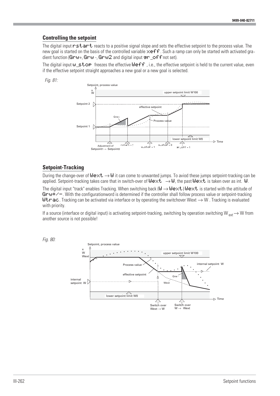 Tracking 262, Controlling the setpoint, Setpoint-tracking | R w from another source is not possible, Iii-262 setpoint functions, Fig. 80, Fig. 81 | West Control Solutions KS98-1 User Manual | Page 262 / 320