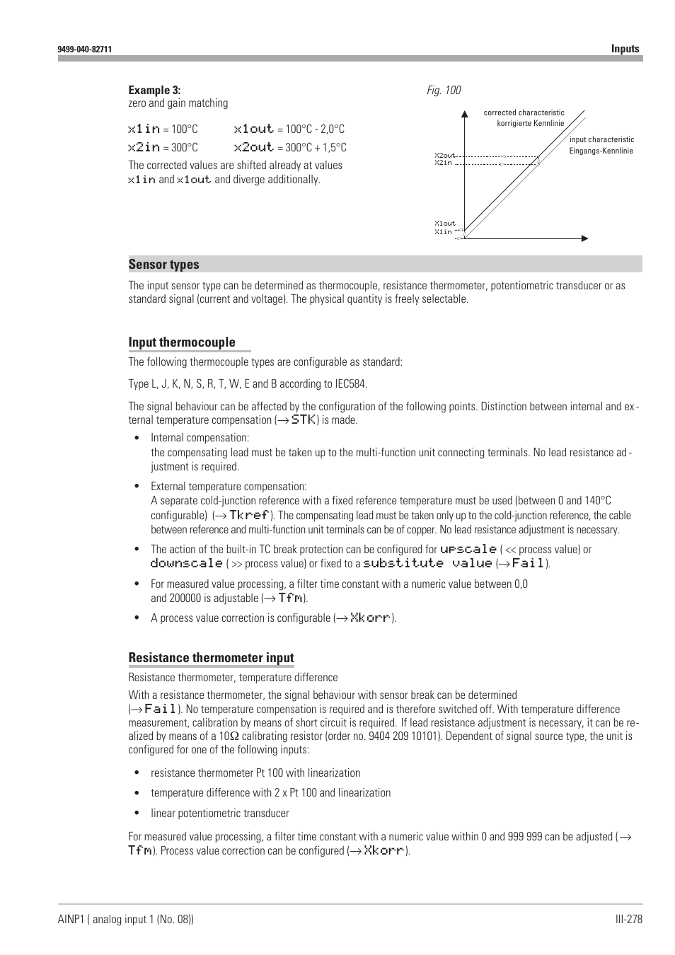 Resistance thermometer 278, Sensor types 278, Inp1 278 | Thermocouple 278 | West Control Solutions KS98-1 User Manual | Page 278 / 320