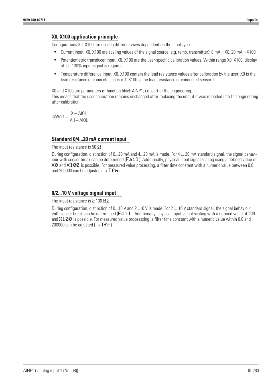 0/2 v signals 280, Standard 0/4 ma current signals 280 | West Control Solutions KS98-1 User Manual | Page 280 / 320