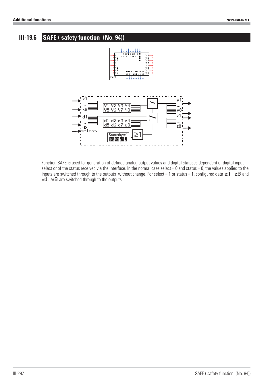 Iii-19.6 safe ( safety function (no. 94)) 297, Safe 297, Safety function 297 | West Control Solutions KS98-1 User Manual | Page 297 / 320