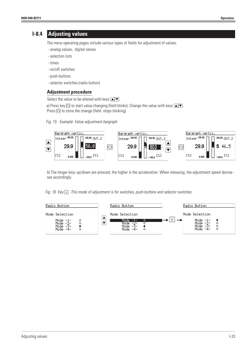 I-8.4 adjusting values 33, Adjusting values 33, I-8.4 adjusting values | West Control Solutions KS98-1 User Manual | Page 33 / 320