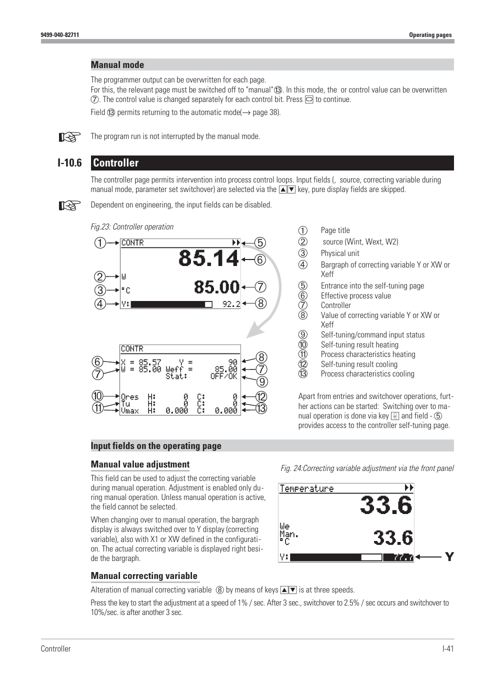 I-10.6 controller 41, Controller 41 - 45, Manual mode 41 | Ь* ц д # < > y < y x > > c v b n | West Control Solutions KS98-1 User Manual | Page 41 / 320