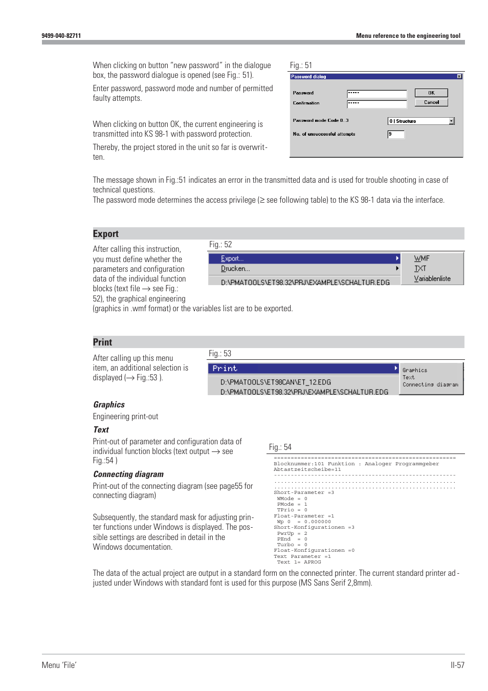 Export, Print | West Control Solutions KS98-1 User Manual | Page 57 / 320