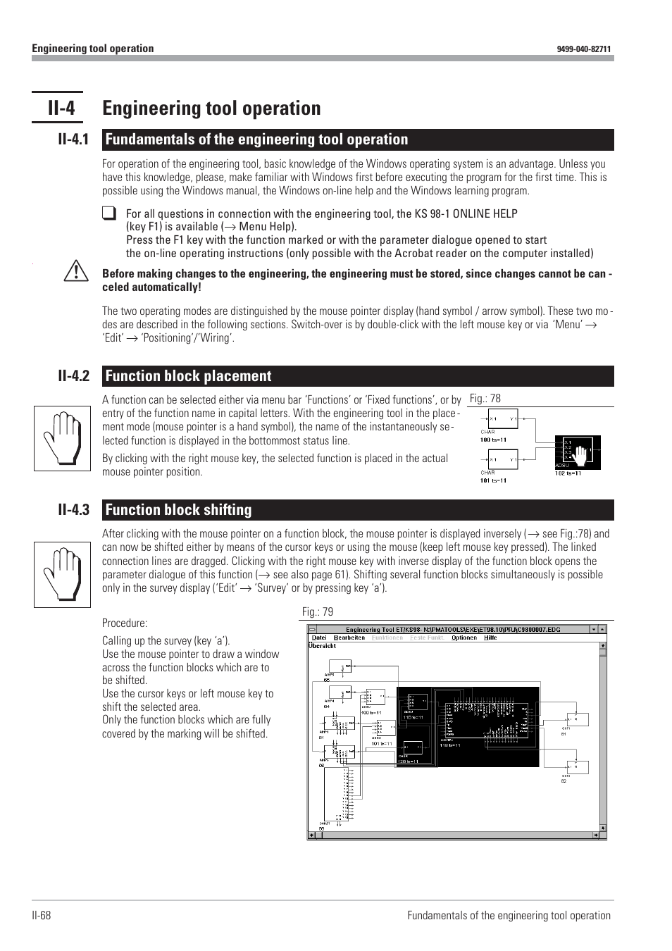 Ii-4 engineering tool operation 68, Ii-4.2 function block placement 68, Ii-4.3 function block shifting 68 | Operation 68 - 76, Ii-4 engineering tool operation | West Control Solutions KS98-1 User Manual | Page 68 / 320