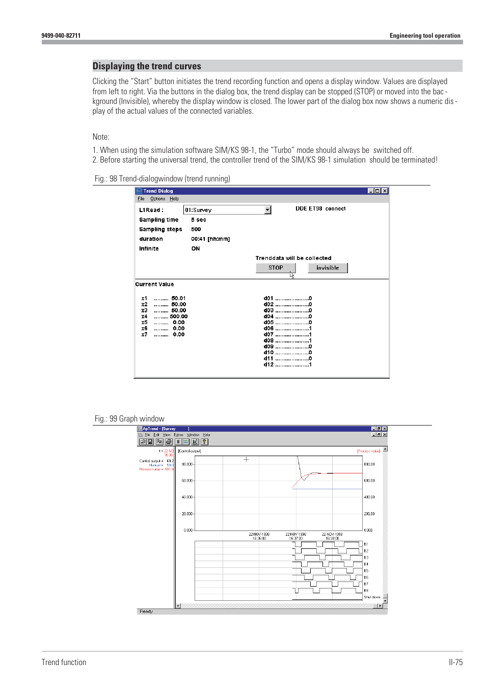 Displaying the trend curves | West Control Solutions KS98-1 User Manual | Page 75 / 320