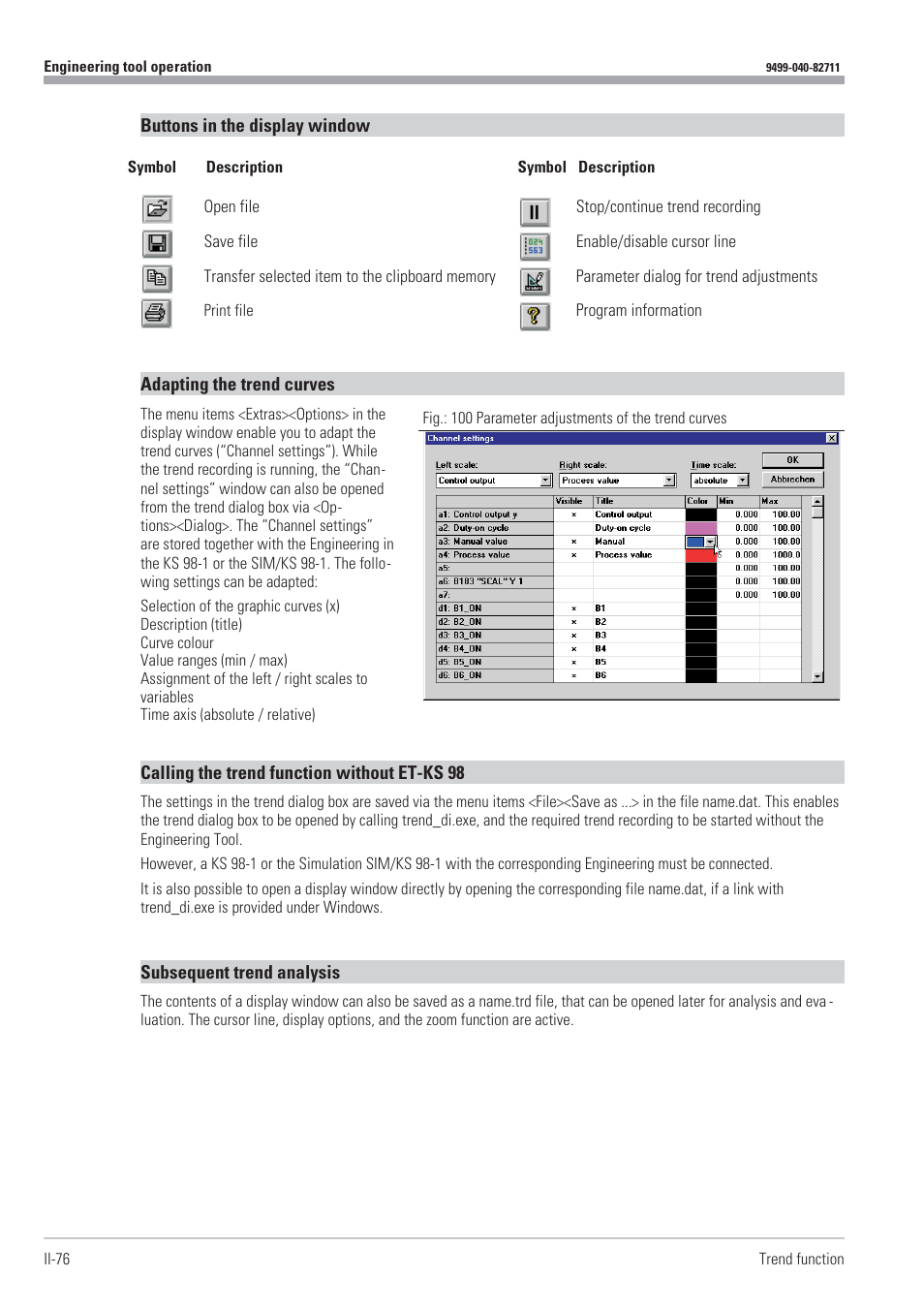 Buttons in the display window 76 | West Control Solutions KS98-1 User Manual | Page 76 / 320