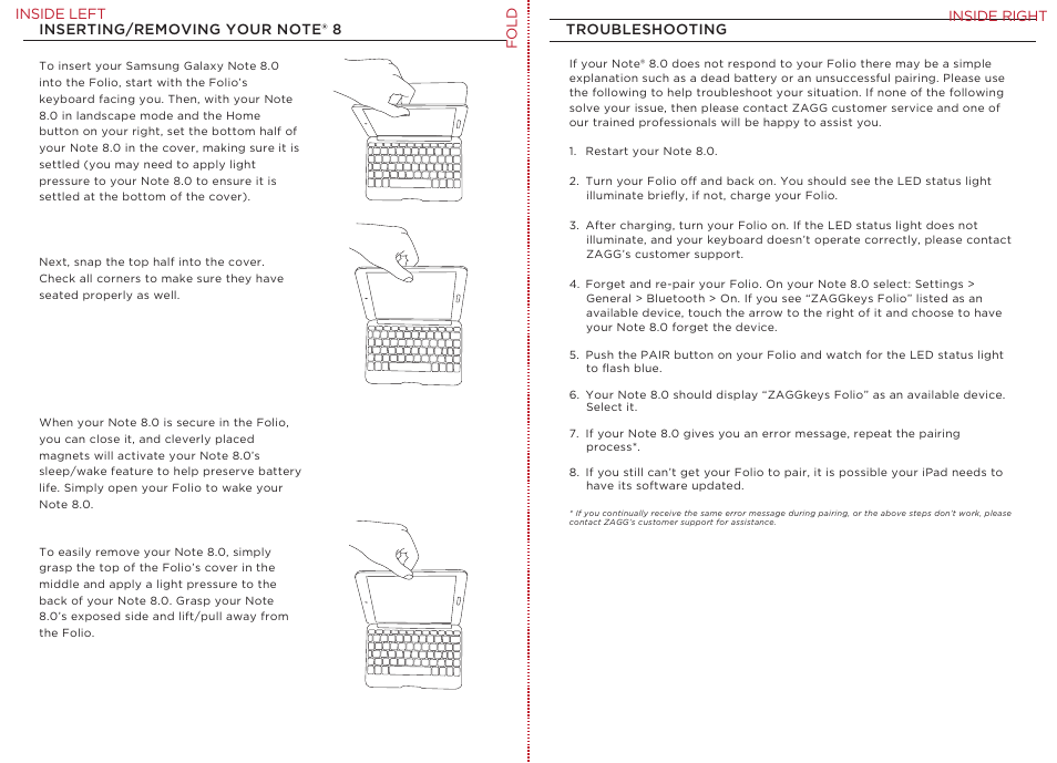 ZAGG Folio for Samsung Galaxy Note 8.0 User Manual | Page 2 / 4