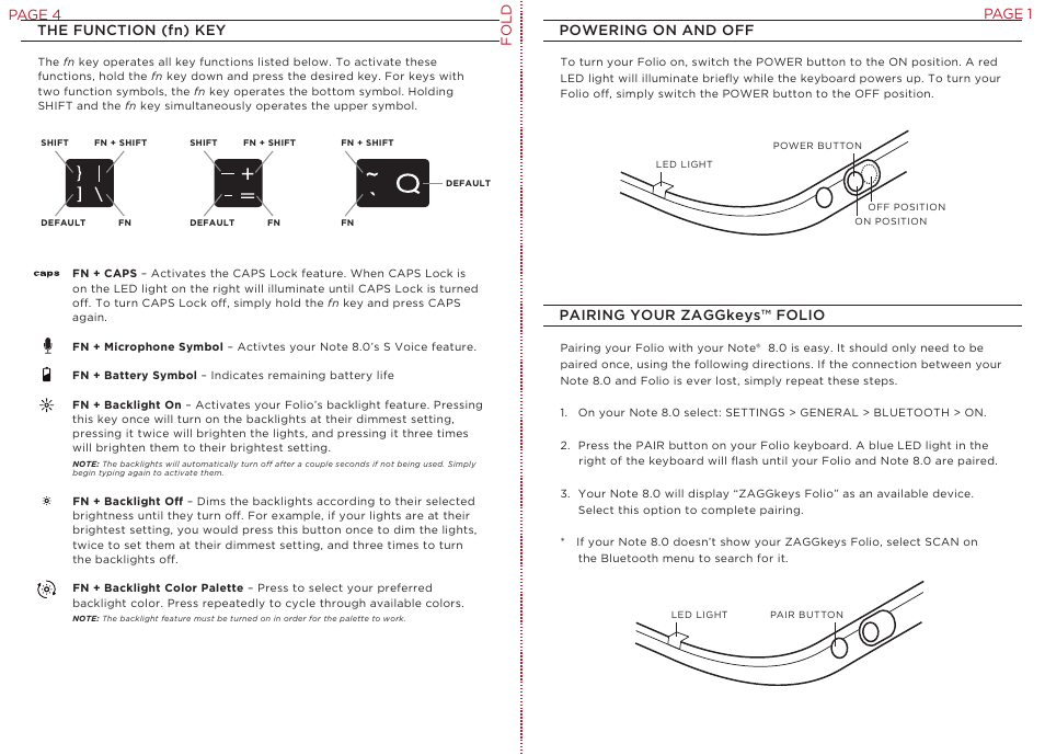 Fold page 1 page 4 | ZAGG Folio for Samsung Galaxy Note 8.0 User Manual | Page 3 / 4