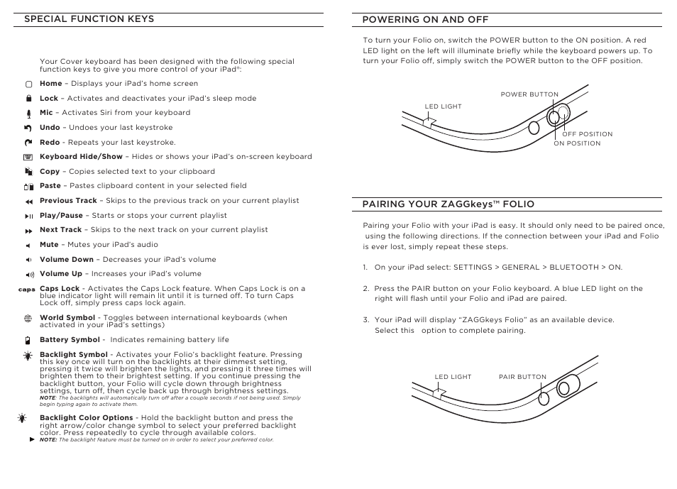ZAGG Folio for iPad Air User Manual | Page 3 / 4