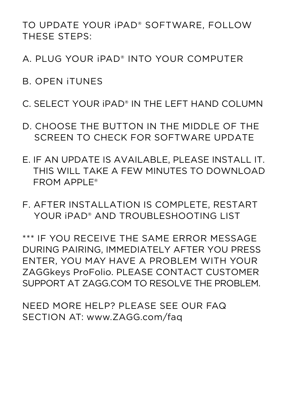 ZAGG ZAGGkeys PROfolio/PROfolio+ for iPad 2, 3, & 4 User Manual | Page 11 / 12
