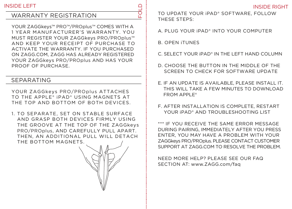 ZAGG ZAGGkeys PRO/PROplus for iPad 2, 3, & 4 User Manual | Page 2 / 6