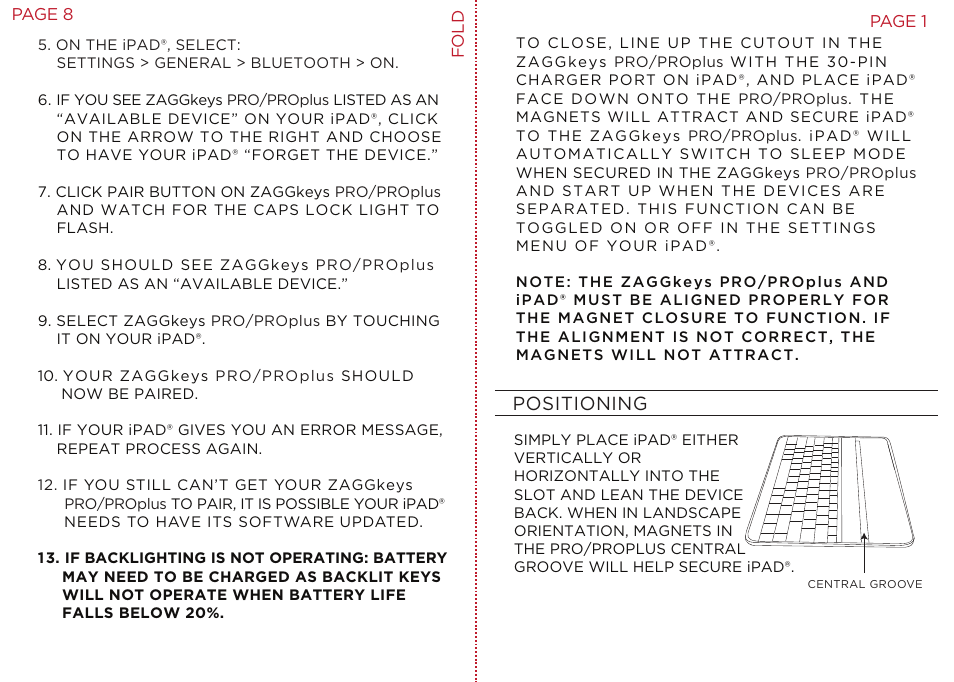ZAGG ZAGGkeys PRO/PROplus for iPad 2, 3, & 4 User Manual | Page 3 / 6