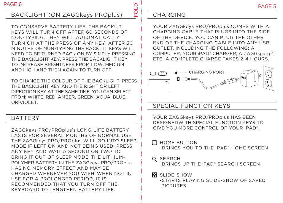 ZAGG ZAGGkeys PRO/PROplus for iPad 2, 3, & 4 User Manual | Page 5 / 6