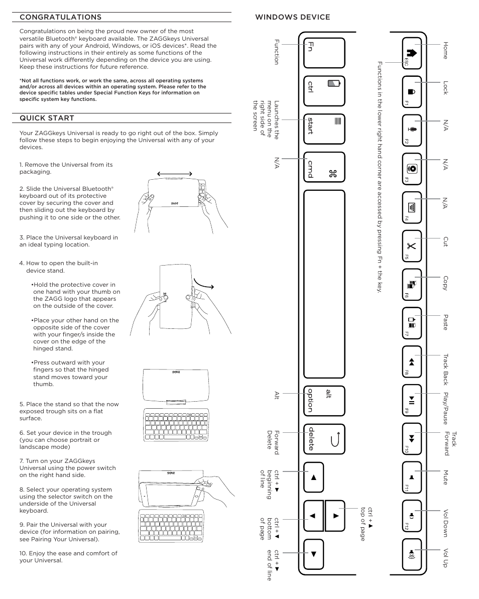 ZAGG ZAGGkeys Universal User Manual | Page 2 / 4