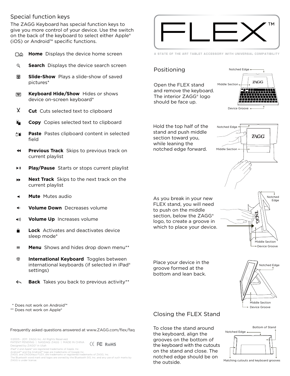 ZAGG ZAGGkeys FLEX User Manual | 2 pages