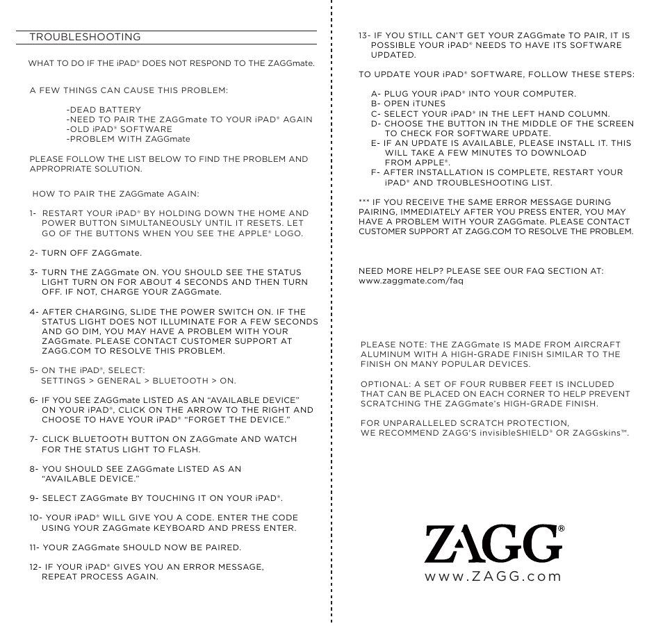 ZAGG ZAGGmate for iPad 1 User Manual | Page 4 / 4