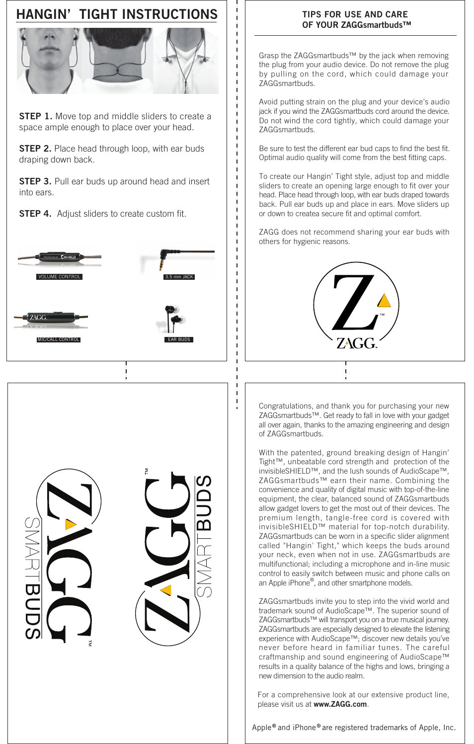 ZAGG ZAGGsmartbuds User Manual | 1 page