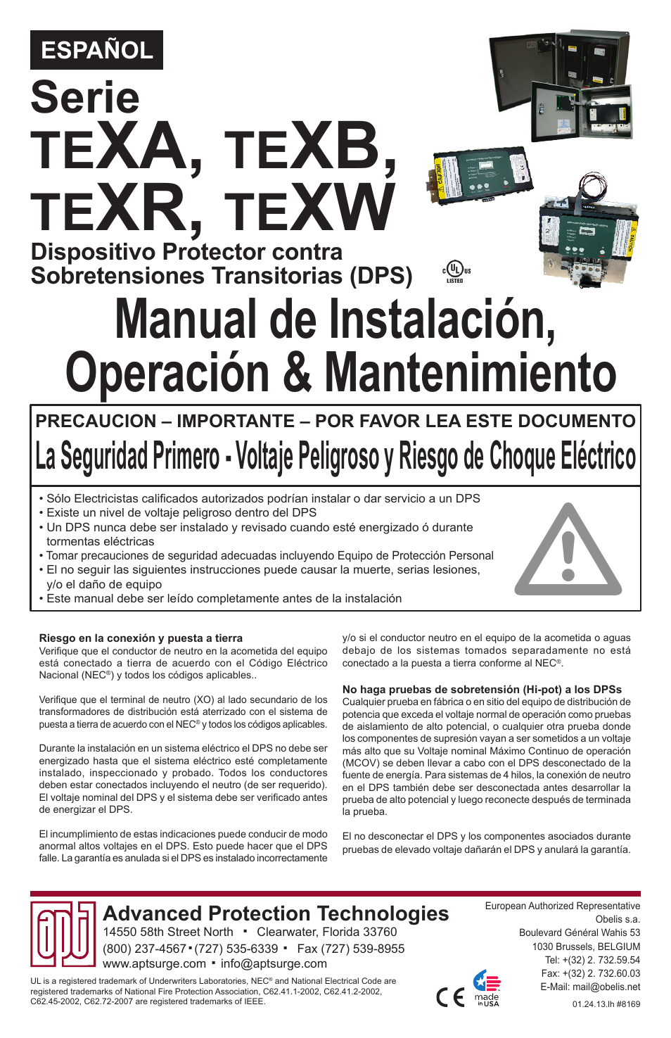 Manual de instalación, operación & mantenimiento, Serie, Español | Advanced Protection XRL User Manual | Page 15 / 28