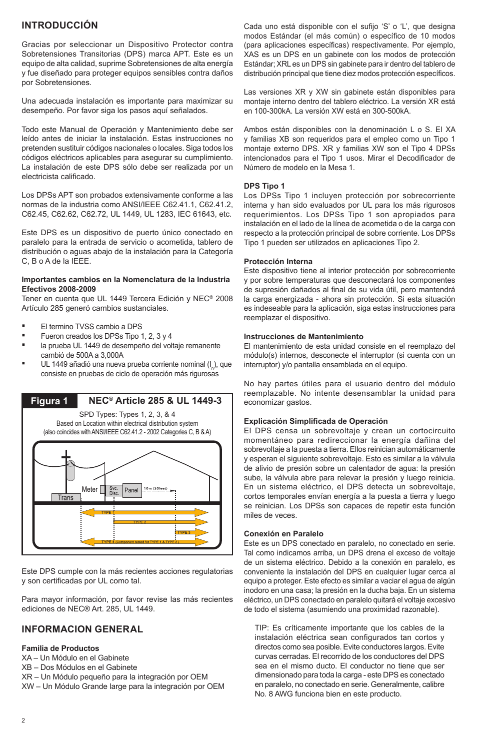 Introducción, Informacion general, Figura 1 nec | Advanced Protection XRL User Manual | Page 16 / 28