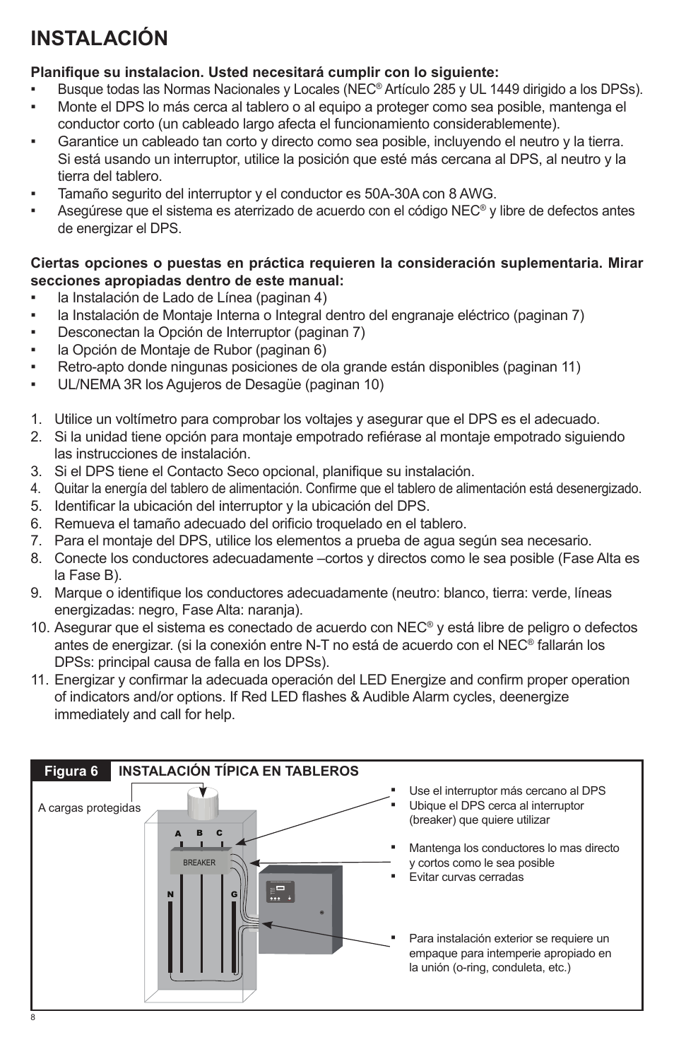 Instalación | Advanced Protection XRL User Manual | Page 22 / 28