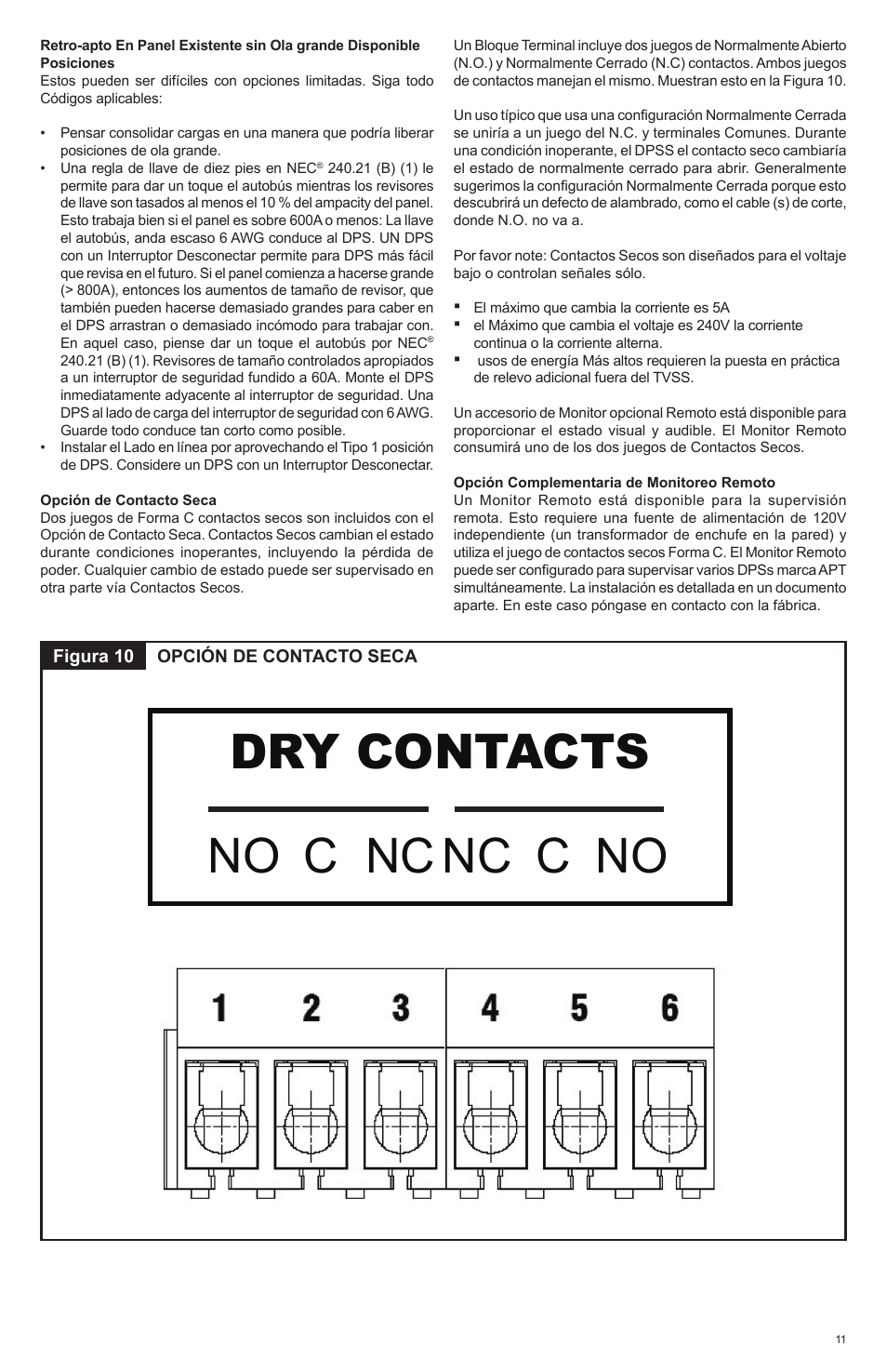 No dry contacts nc nc c no c | Advanced Protection XRL User Manual | Page 25 / 28