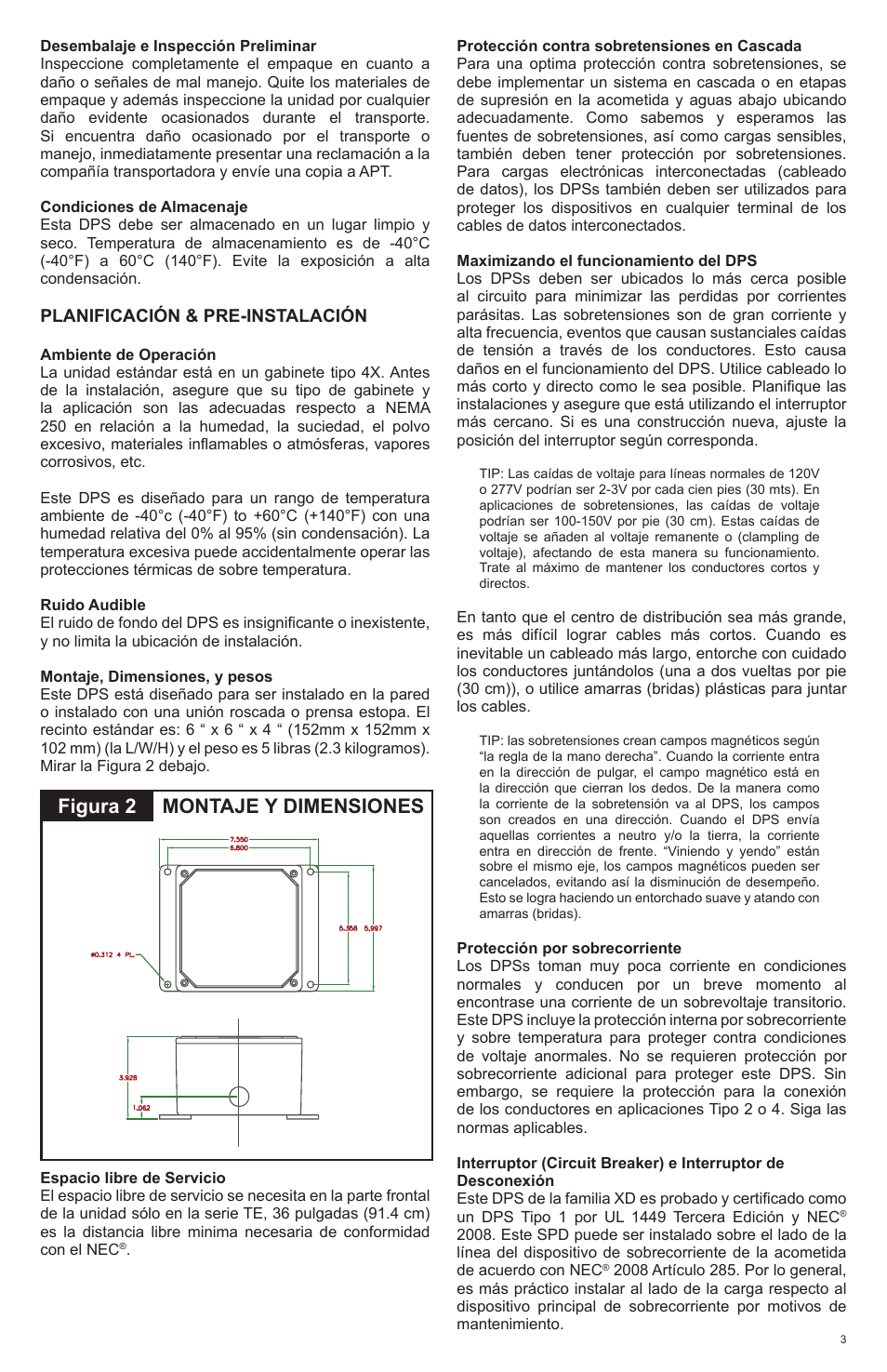 Montaje y dimensiones figura 2 | Advanced Protection XDS User Manual | Page 13 / 20