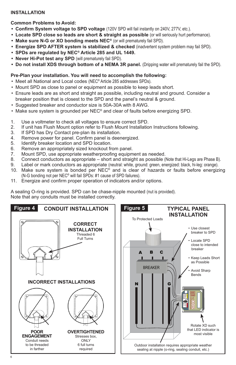 Figure 4 conduit installation, Figure 5 typical panel installation | Advanced Protection XDS User Manual | Page 6 / 20