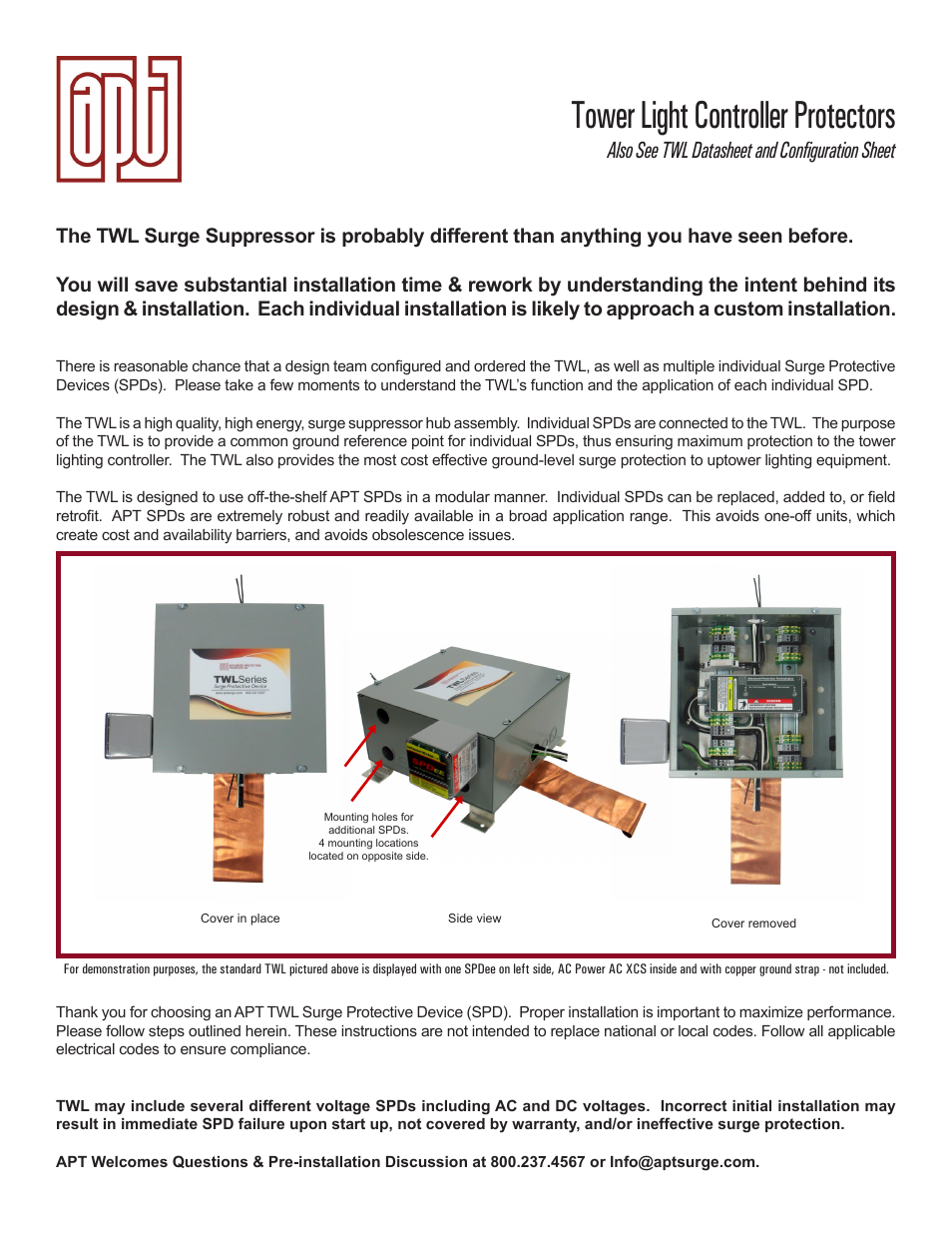 Advanced Protection TWL User Manual | 12 pages