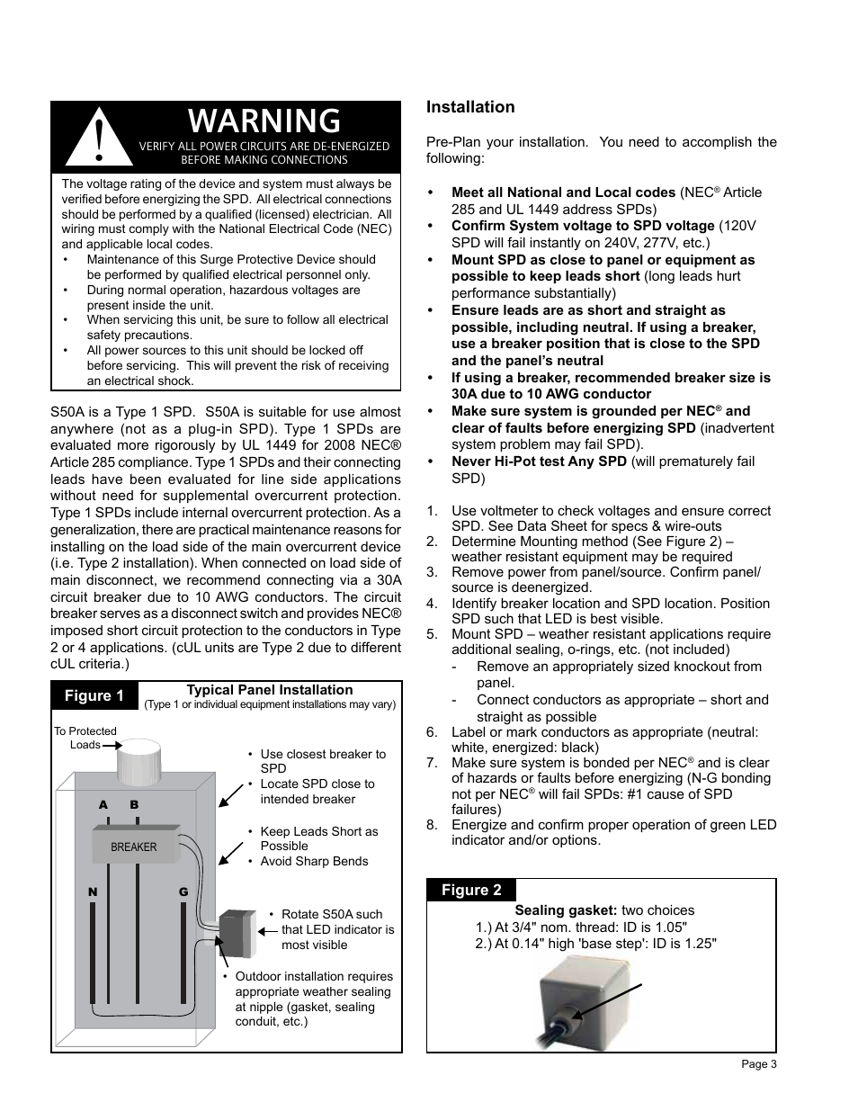 Warning | Advanced Protection S50A User Manual | Page 3 / 4