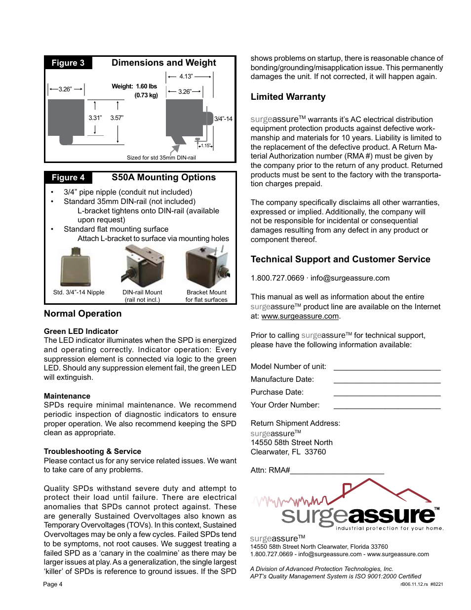 Advanced Protection S50A User Manual | Page 4 / 4