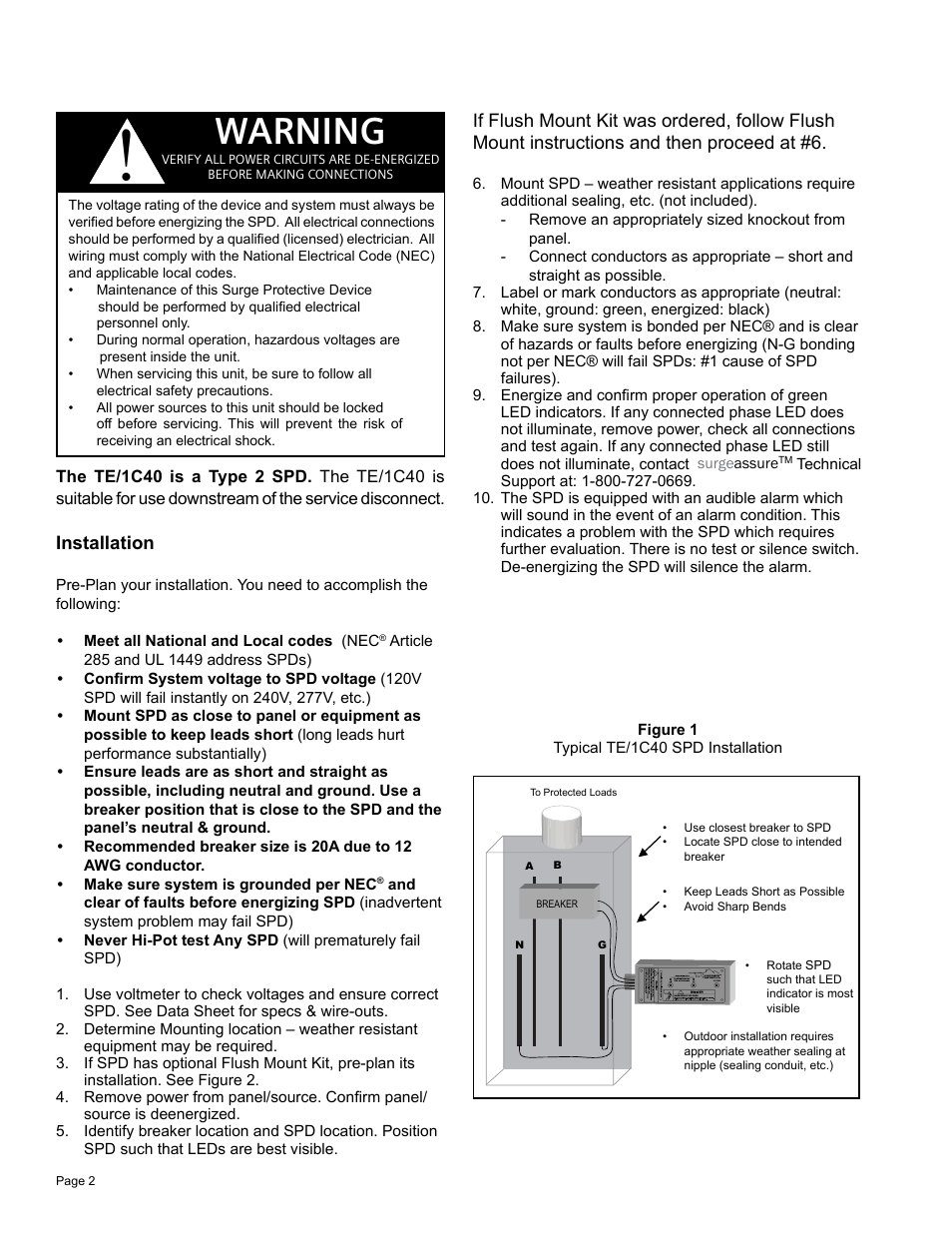 Warning | Advanced Protection TE/1C40 User Manual | Page 4 / 8