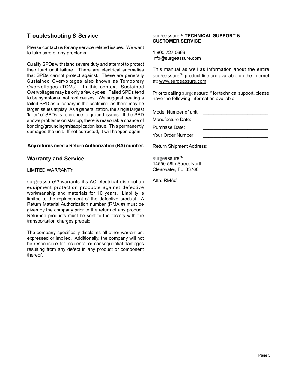 Advanced Protection TE/1C40 User Manual | Page 7 / 8