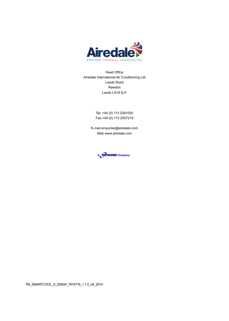 Airedale SmartCool 11-233kW User Manual | Page 194 / 194