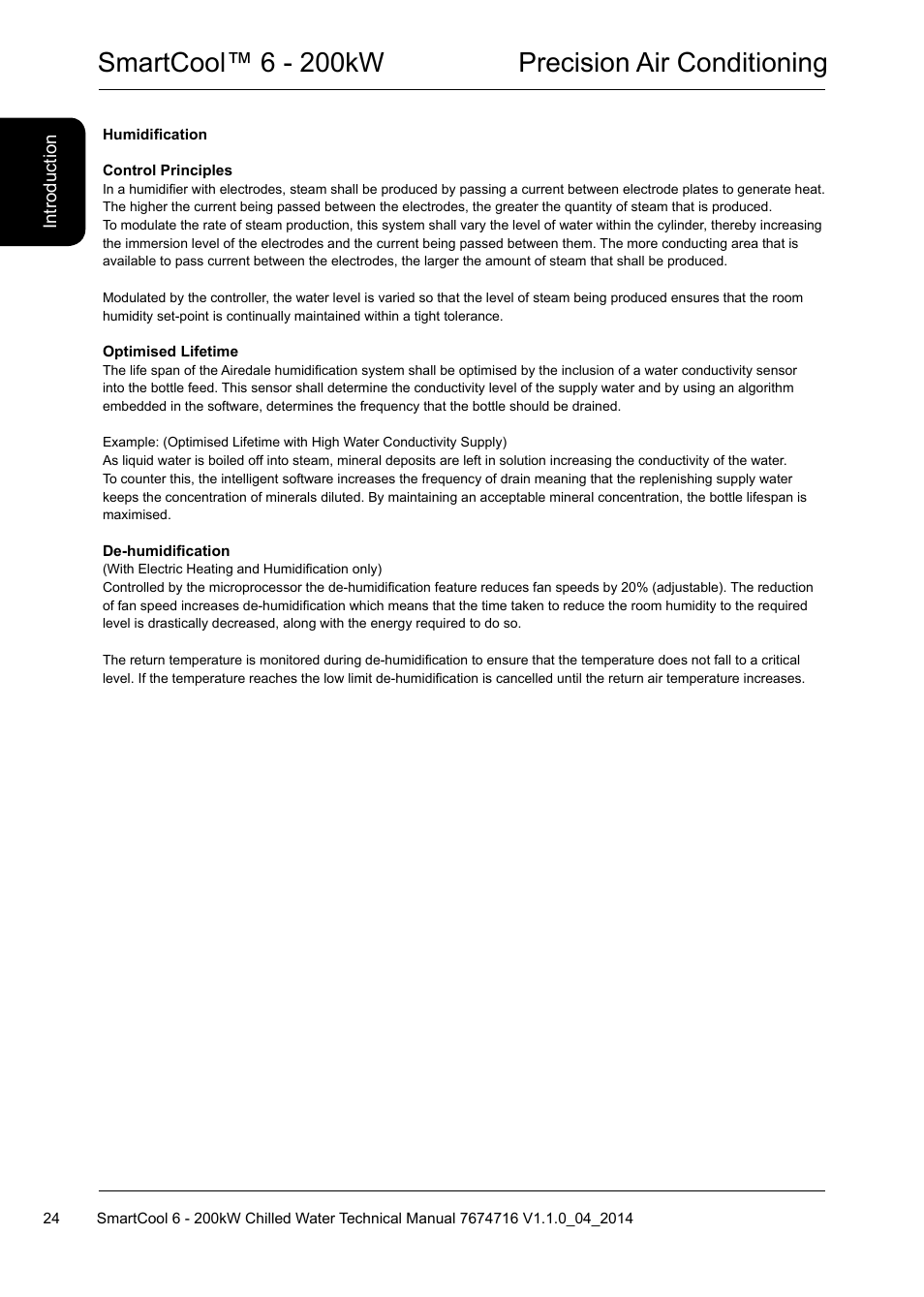 Smartcool™ 6 - 200kw precision air conditioning | Airedale SmartCool 11-233kW User Manual | Page 24 / 194