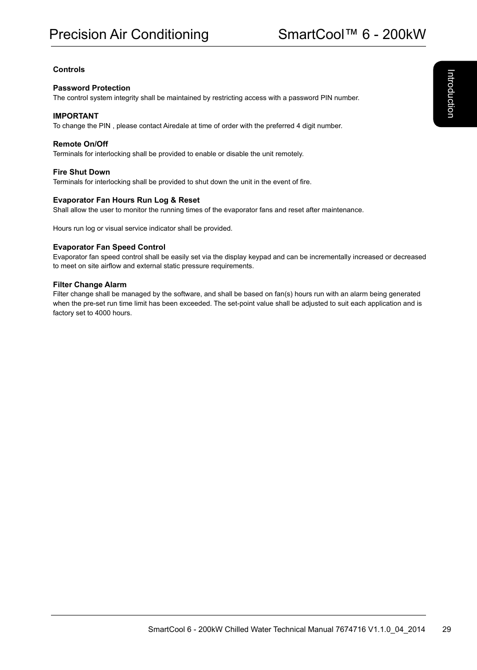 Precision air conditioning smartcool™ 6 - 200kw | Airedale SmartCool 11-233kW User Manual | Page 29 / 194