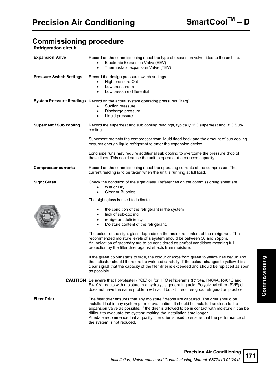 Precision air conditioning, Smartcool, Commissioning procedure | Airedale SmartCool 11-233kW User Manual | Page 171 / 218