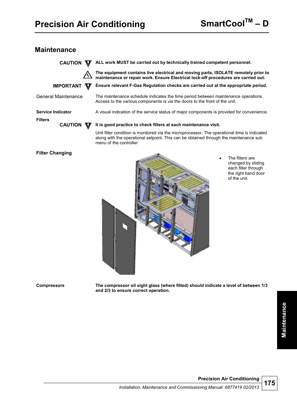 Precision air conditioning, Smartcool, Maintenance | Airedale SmartCool 11-233kW User Manual | Page 175 / 218