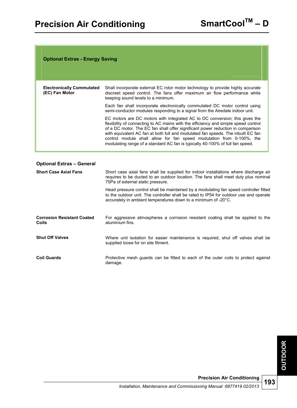 Precision air conditioning, Smartcool | Airedale SmartCool 11-233kW User Manual | Page 193 / 218