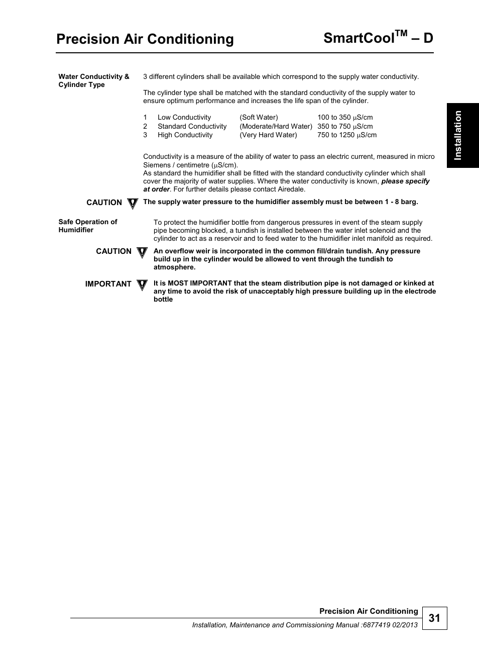 Precision air conditioning, Smartcool | Airedale SmartCool 11-233kW User Manual | Page 31 / 218