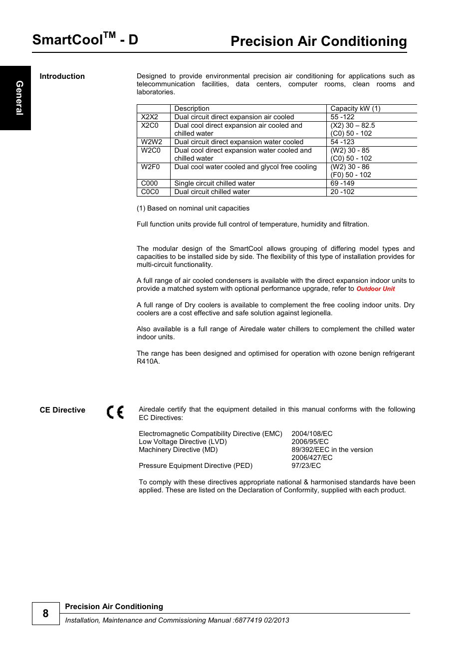 Smartcool, Precision air conditioning | Airedale SmartCool 11-233kW User Manual | Page 8 / 218
