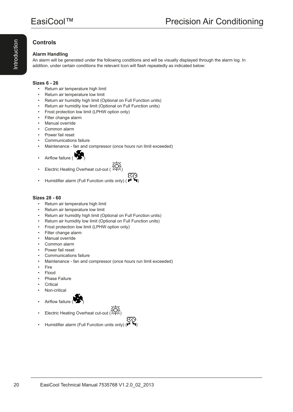 Easicool™ precision air conditioning, Controls, Introduction | Airedale EasiCool 6kW  64kW User Manual | Page 20 / 122