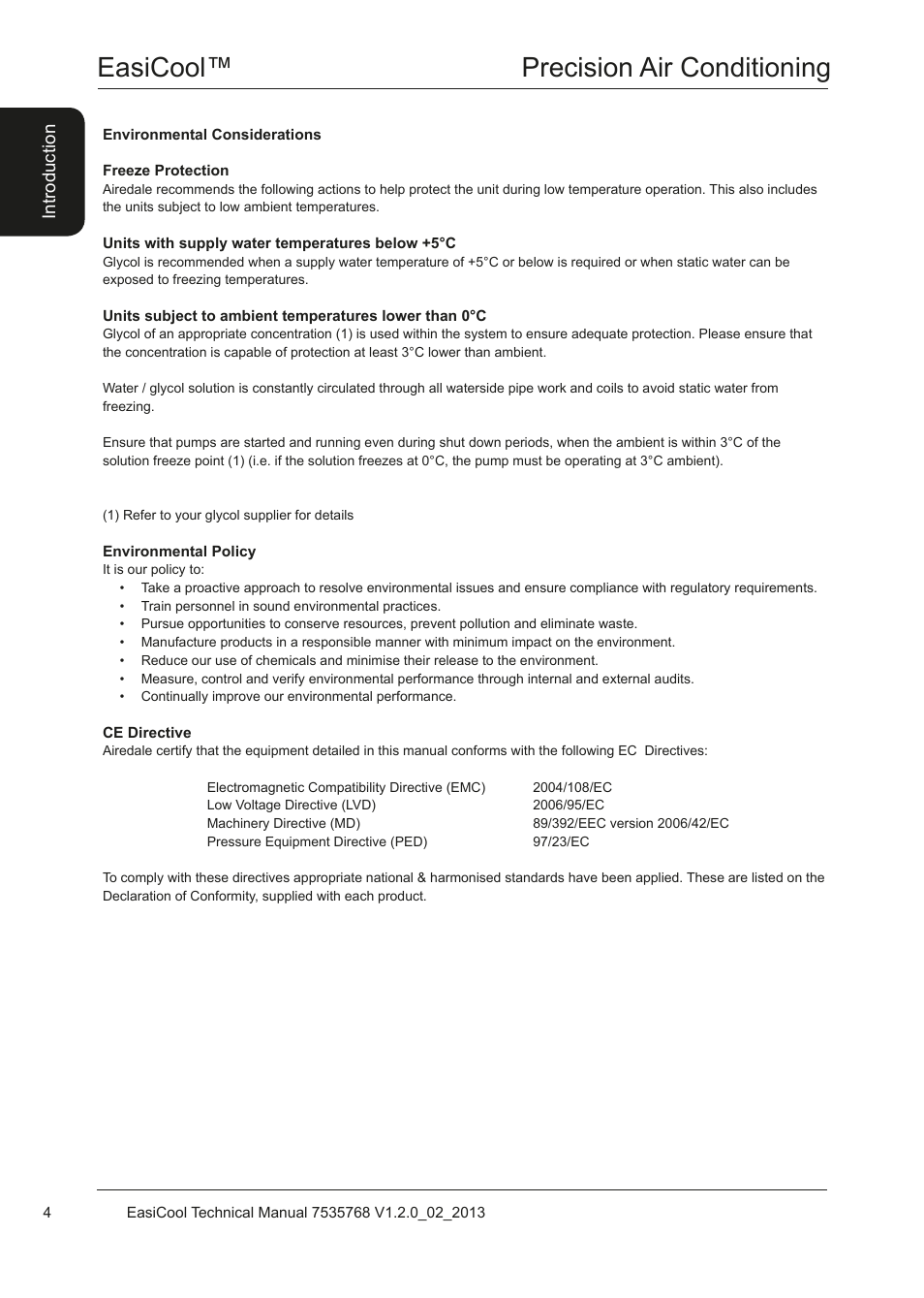 Easicool™ precision air conditioning | Airedale EasiCool 6kW  64kW User Manual | Page 4 / 122