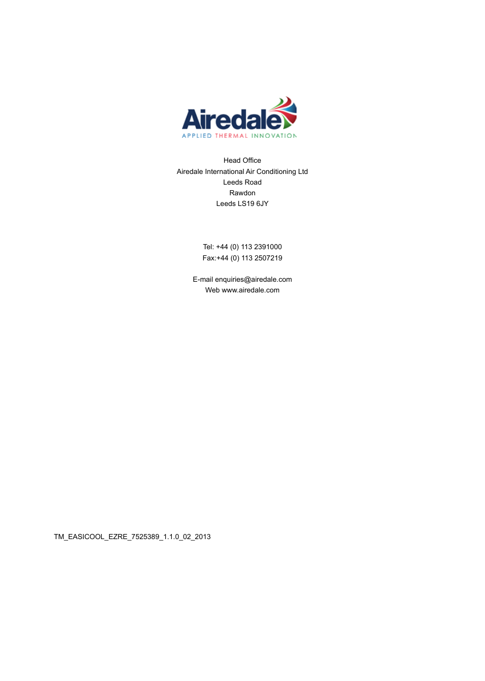 Airedale EasiCool 6kW  64kW User Manual | Page 134 / 134