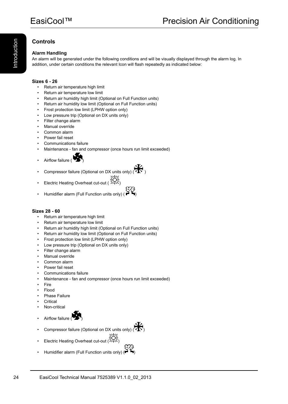 Easicool™ precision air conditioning, Controls, Introduction | Airedale EasiCool 6kW  64kW User Manual | Page 24 / 134