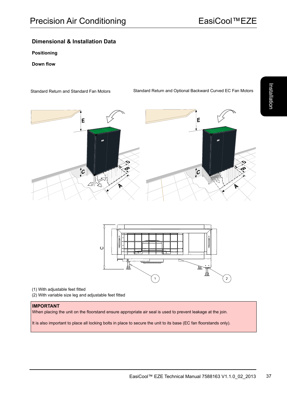 Easicool™eze precision air conditioning | Airedale EasiCool 6kW  64kW User Manual | Page 37 / 142