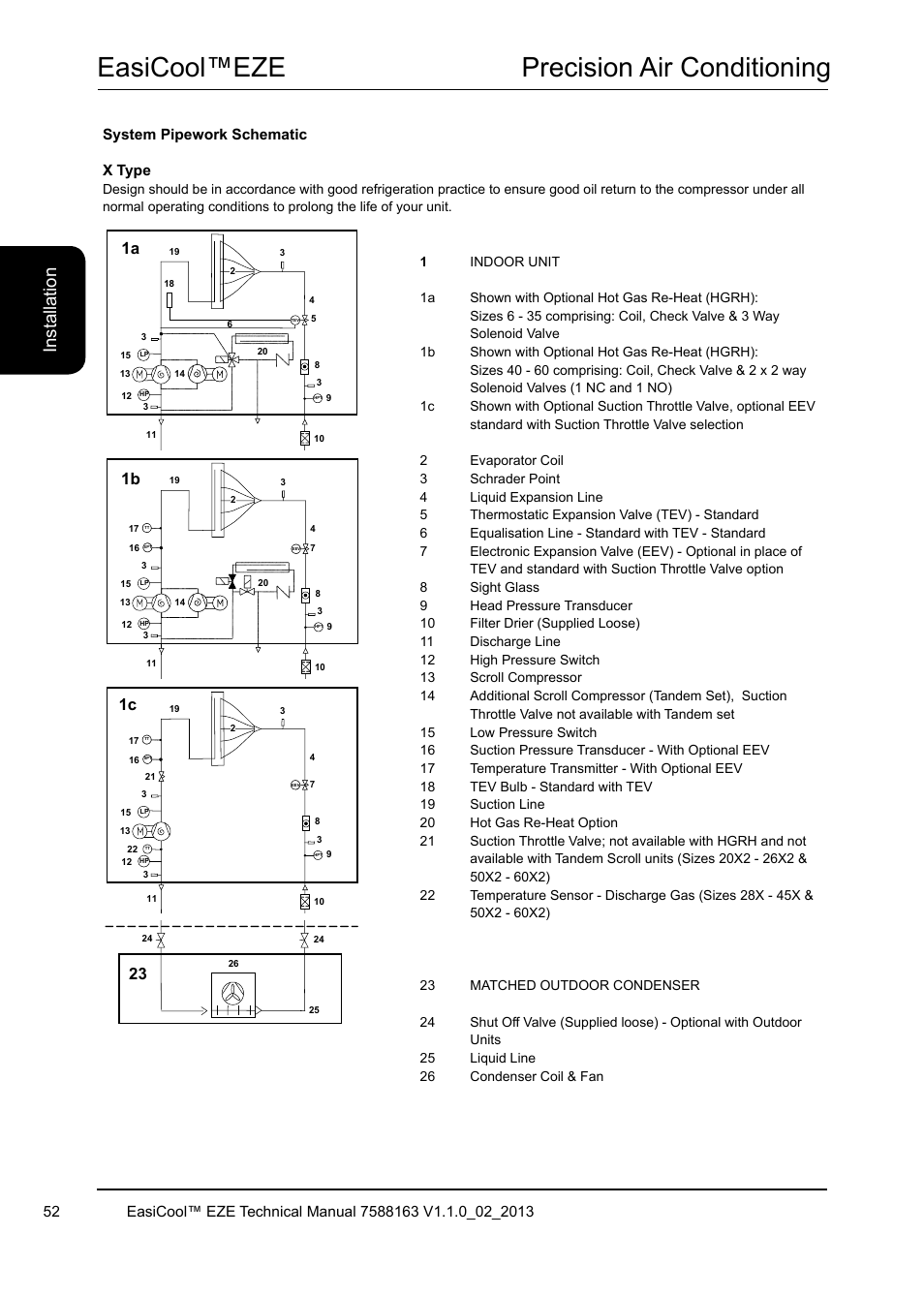 Easicool™eze precision air conditioning, Ins ta lla tio n | Airedale EasiCool 6kW  64kW User Manual | Page 52 / 142