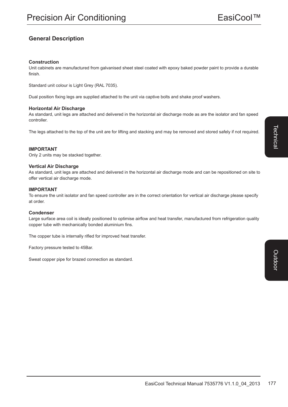 Easicool™ precision air conditioning | Airedale EasiCool 6kW  64kW User Manual | Page 177 / 196
